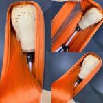 Orange Realistic Human Hair Wigs Full Lace 27 honey blonde 180% Density