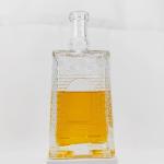680ml Square Glass Vodka Bottle with Engraved Design Customized Spirit Bottle