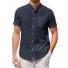 Buy cheap Slim Fit Men Cotton T Shirts Standing Collar Cotton Linen Shirt from wholesalers