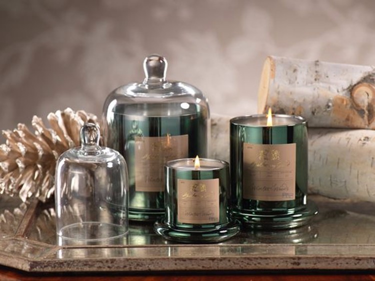 Bell Shaped Scented Candle Holder Christmas Silver Glass Dome Jars