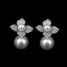 Buy cheap Crystal Zircon Silver Freshwater Pearl Stud Earrings For Anniversary Gift from wholesalers