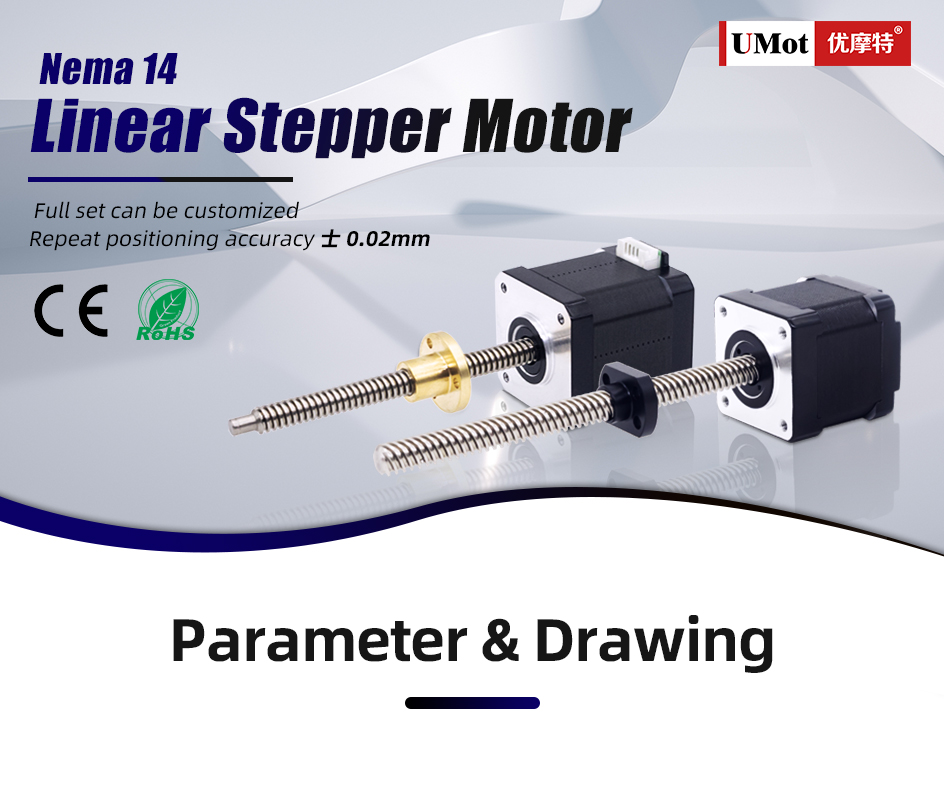 Micro High Precision Hybrid Threaded Rod Nema 14 Linear Stepper Motor for 3D Printer Sale