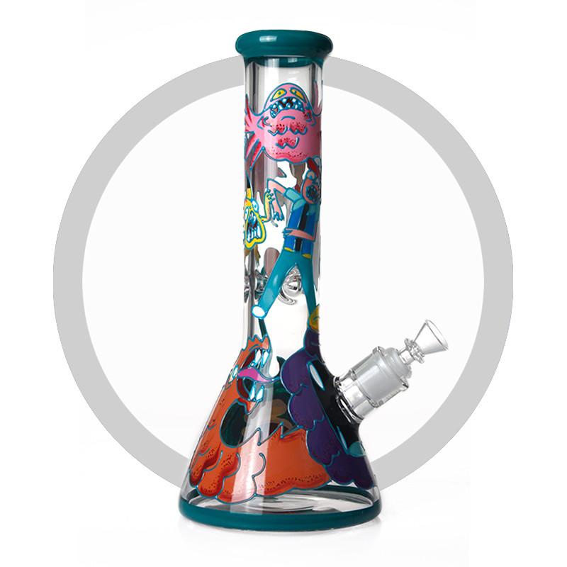 Rick And Morty Bong 7mm Thick UV Glass Water Bongs Night Luminous Products