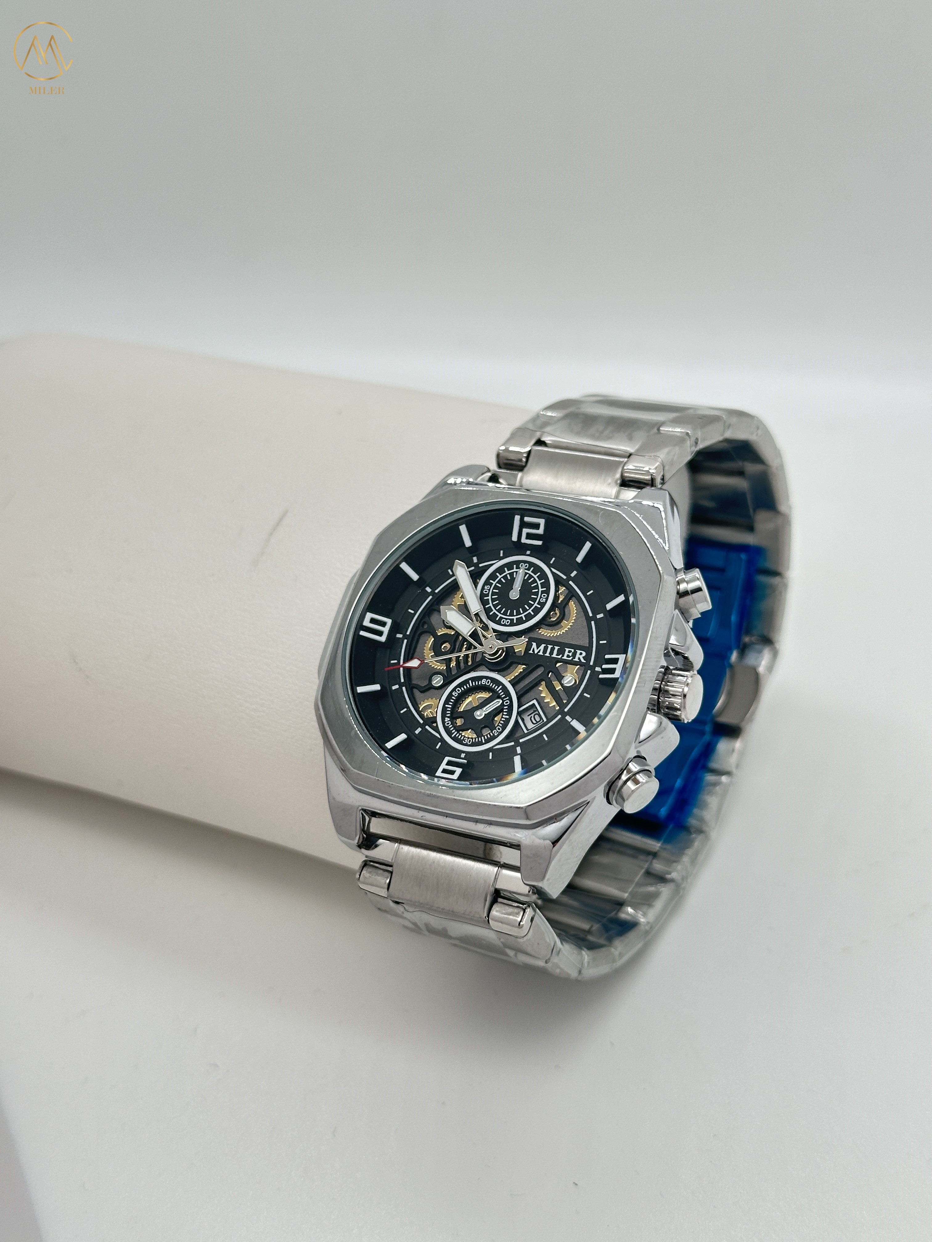 ML1113-Silver Bezel Luxury Trend Design Men Quartz Watches With Stainless Steel Band