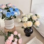 Real rose bouquet, single fake flower, home decor, living room dining table