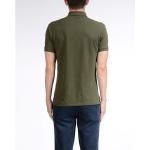 Military Green Cotton Polo Shirts With Logo Embroidered On Right Arm Slim - fit