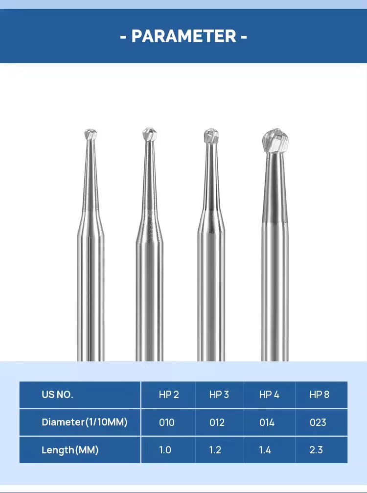 Dental Lab Tungsten Carbide Burs 10pcs/Box Dental Round Carbide Burs For Polishing