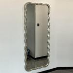 Wavy Beveled Floor Mirror Wood Frame 600mm For Modern Bedroom Decoration