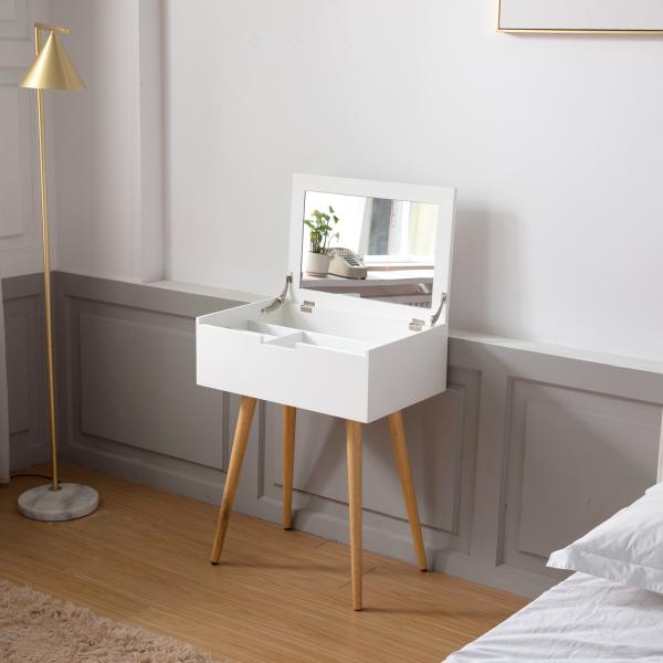 Buy cheap Brown White Wooden Dressing Table With Mirror Large Capacity Luxury For Bedroom Home from wholesalers