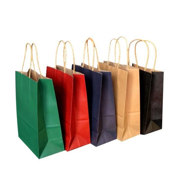 Buy cheap Recycled Materials Brown Paper Shopping Bags With Handles Customized Size from wholesalers