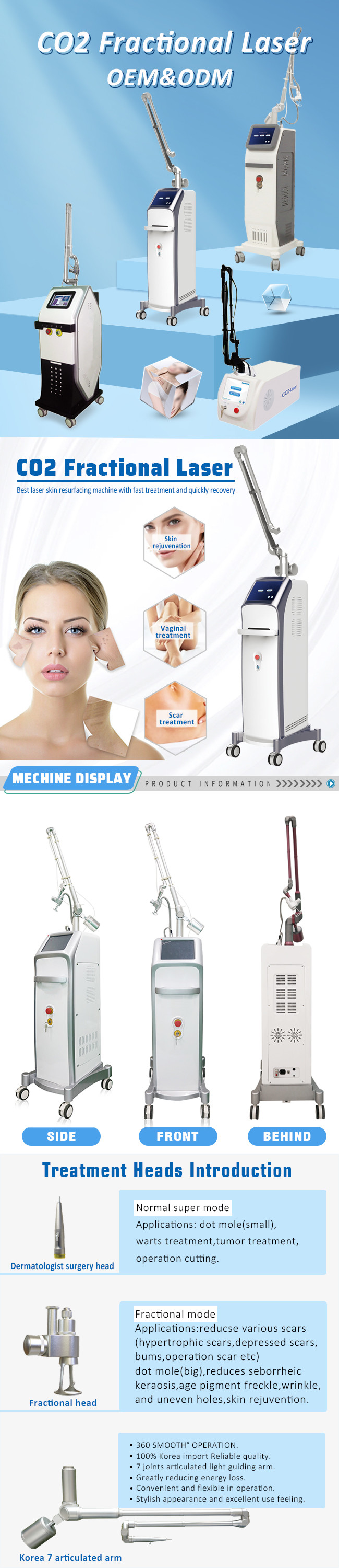 0.06kw Co2 Fractional Laser Machine 60HZ Fractional Laser Skin Tightening Rejuvenation