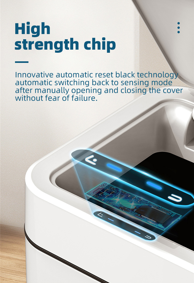 Square Electric Smart Garbage Bin Home Trash Can With Lid And Automatic Sensing