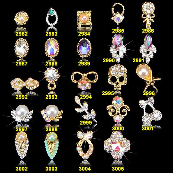 Quality Hot NEW Wholesale Alloy Jewelry 3D Nail Art Jewelry Nail rhinestones Sticker Supplier Number ML2982-3005 for sale