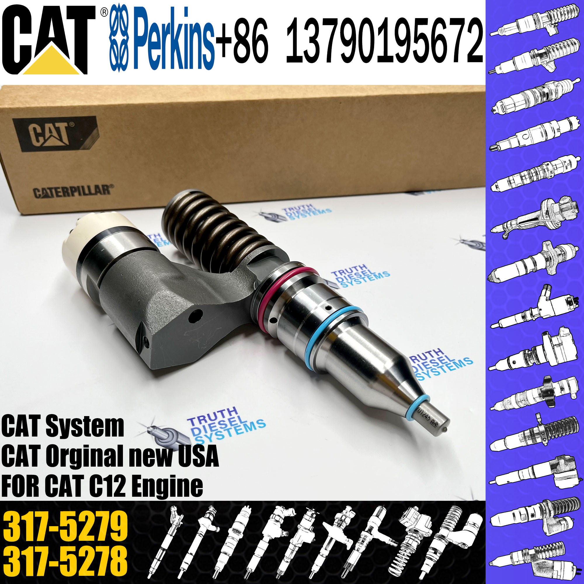 diesel fuel injector Fuel engine diesel injector 212-3462 OR-4987 10R-1264 161-1785 10R-0967 for Caterpillar C12