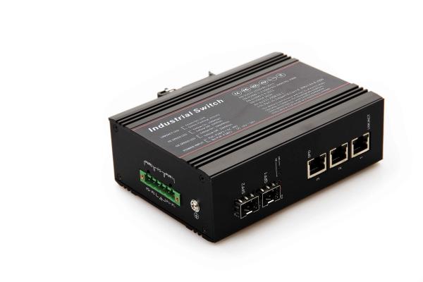 Buy cheap PoE fiber 5 Port Industrial Ethernet Switch 2 gigabit fiber ports 3 10 / 100 / 1000M rj45 ports from wholesalers