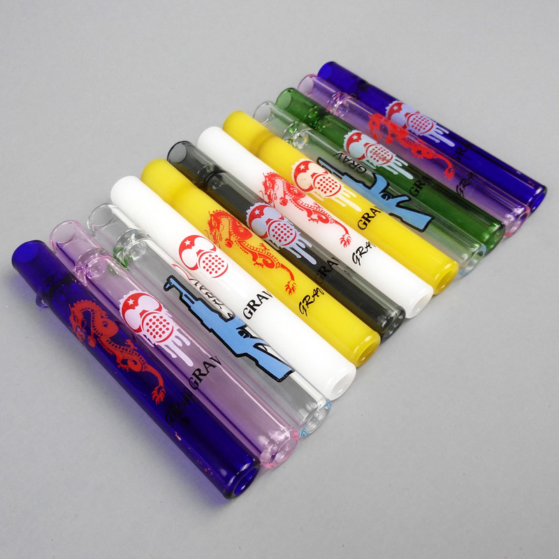 4 Inch Glass Cigarette Bat One Hitter Pipe Recycling Hookah Tube 12mm Diameter