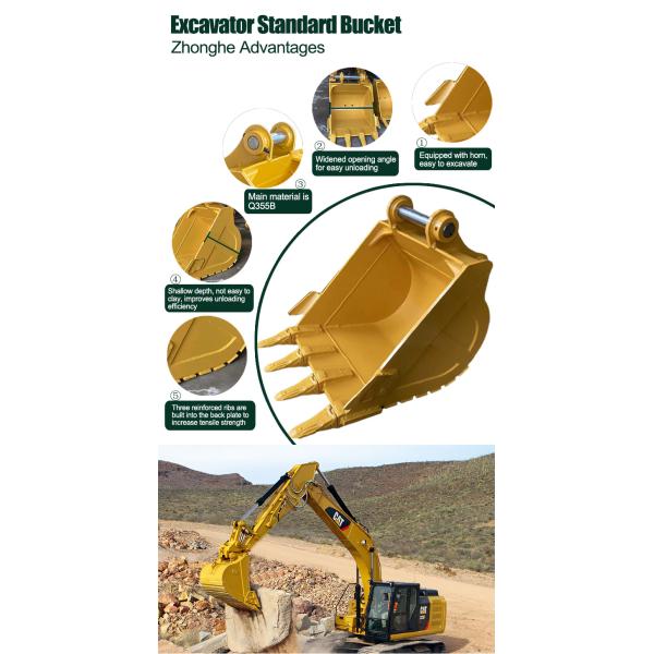 High Quality Excavator Standard Bucket Rock Bucket Mining Equipment Heavy Duty Buckets Attachment for Construction