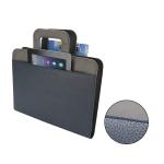 Elegant Zippered PU Leather Leather Business Portfolio Binder Navy Blue & And