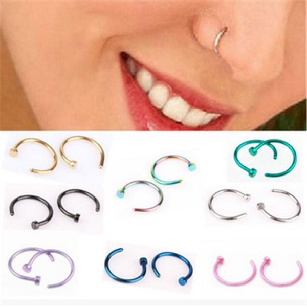 Buy cheap Women Stainless Steel Nostril Nose Hoop Stud Ring Clip On Nose Body Jewelry Fake Piercing Jewelry 6 8 10 12mm from wholesalers