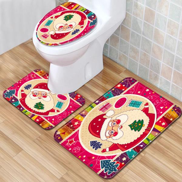 Buy cheap Christmas Three Piece Bathroom Rug Set Toilet Lid Covers 50*80cm from wholesalers