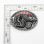 Enamel Texts Motorcycle Die Cast Metal Belt Buckle With Antique Silver Finish