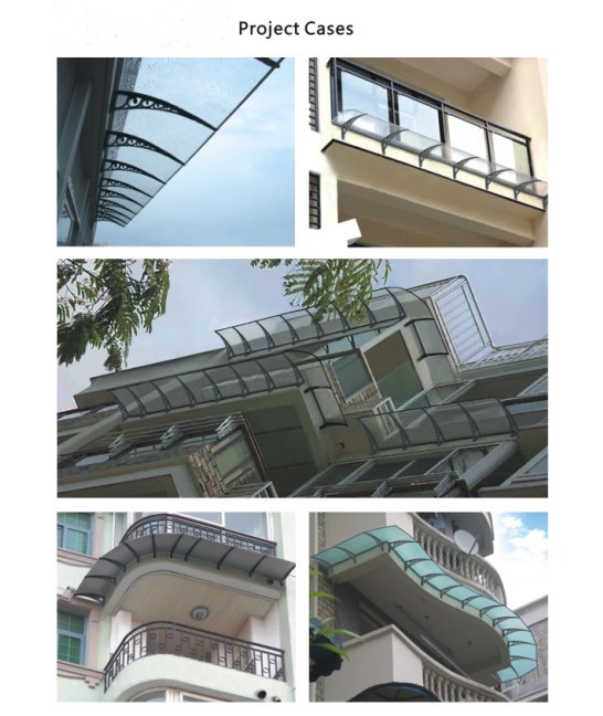 DIY Outdoor Window Awning Canopy with Polycarbonate Clear Sheet Self-Clean Sun Shield