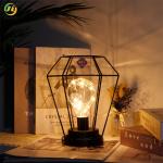 Novelty Black Customize Metal Bedside Table Lamp 8.5" Battery Powered