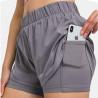 Buy cheap Adjustable Waist High Stretchy Yoga Pocket Shorts Anti Glare Sports Pants Built - In Shorts from wholesalers