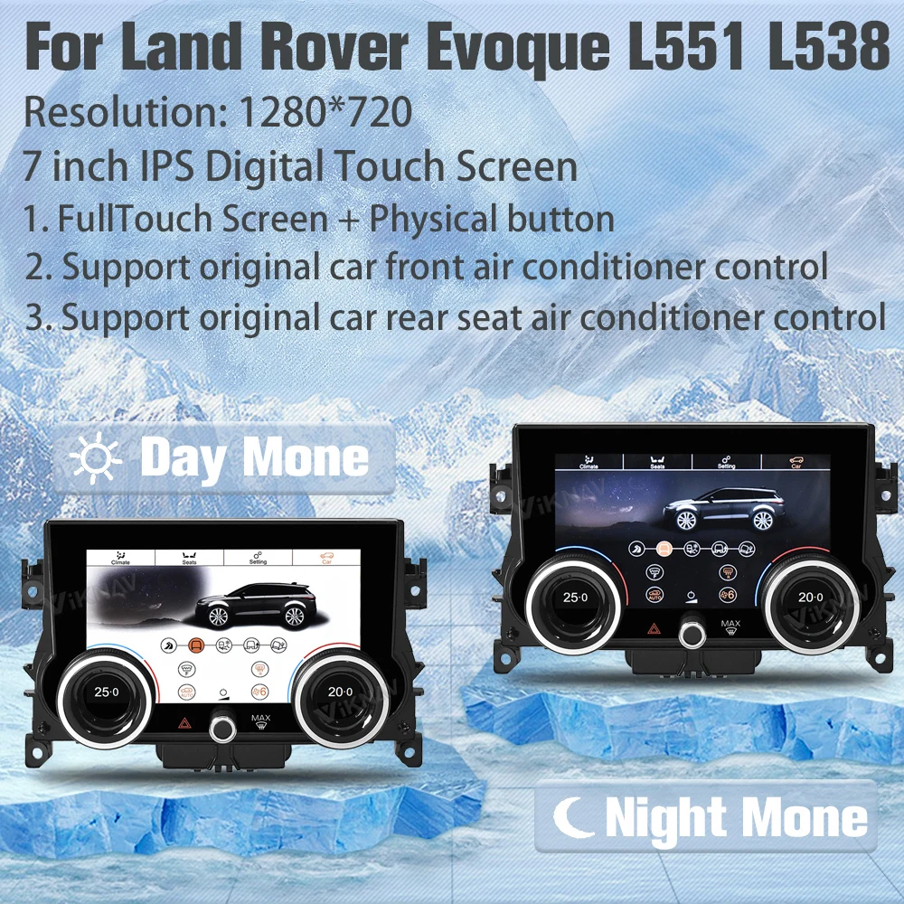 Air Condition Panel For Land Rover Evoque L551 L538 2012-2018 Wide Angle Car Radio display Touch LCD Screen Control