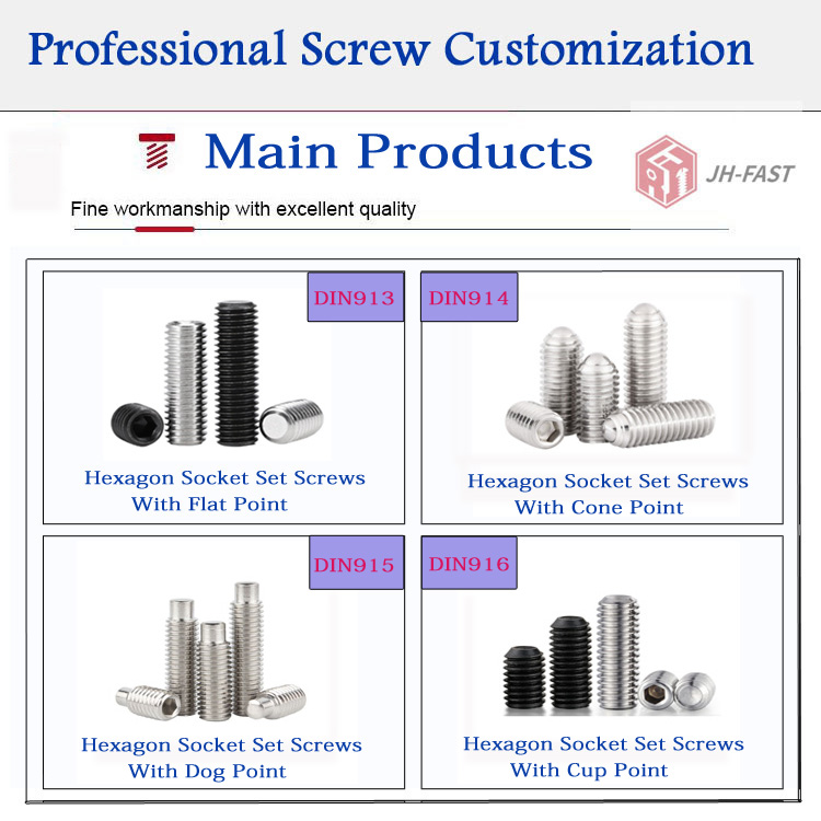 Set Screw Hexagon Socket DIN913 M3 M4 M5 M6 M8 M10 M12 M14 M16 M18 M20 M24 Flat Point