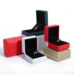 Custom Logo Dark Blue Hanhong Leather LED Jewelry Box with Light and Silk Screen