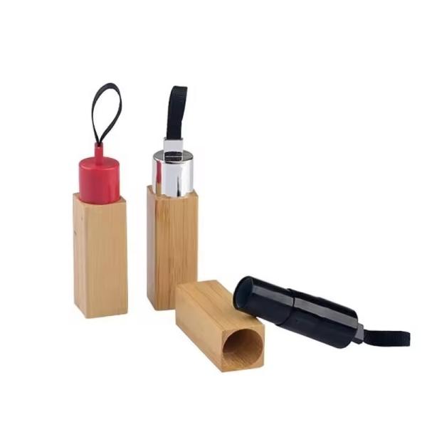 Buy cheap High Quality Square Empty 12ml Natural Bamboo Lip Stick Tube Cosmetic Bottle from wholesalers