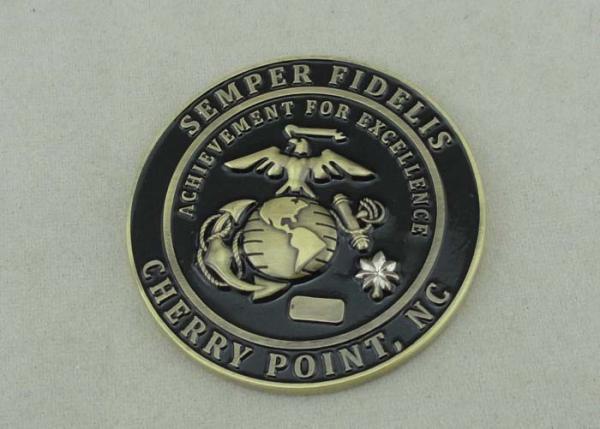 3D SEMPER FIDELIS USA Navy Personalized Coins Brass Die Struck / Antique Brass