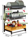 Compact 400*280*620mm Stainless Steel Kitchenwares SGS 3 Layer Dish Rack