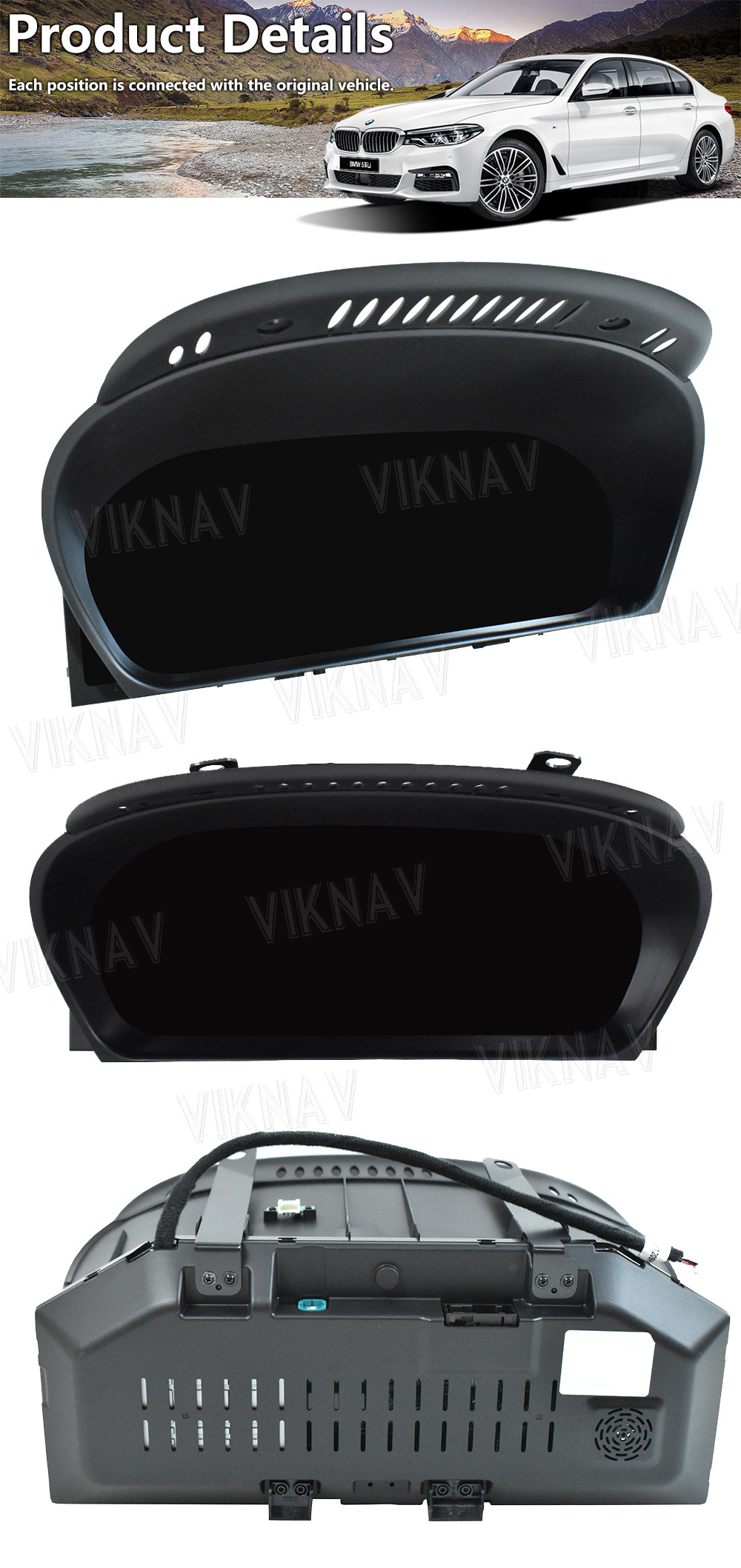 Viknav For BMW 5Series E60 E61 E63 E64 (2004-2009) 12.3 inch Digital Dashboard LCD Speedometer Vehicle Display Panel