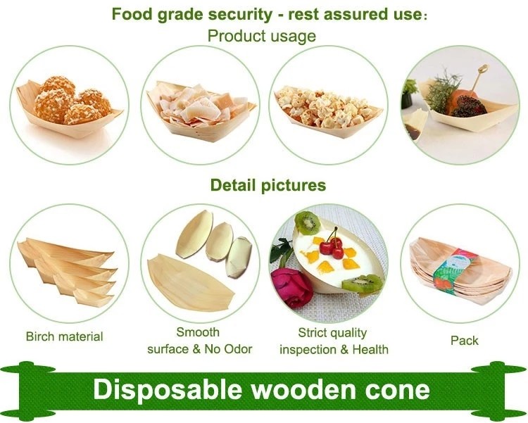 Disposable Nature Color 24.5*11.5cm Wooden Kitchen Trays