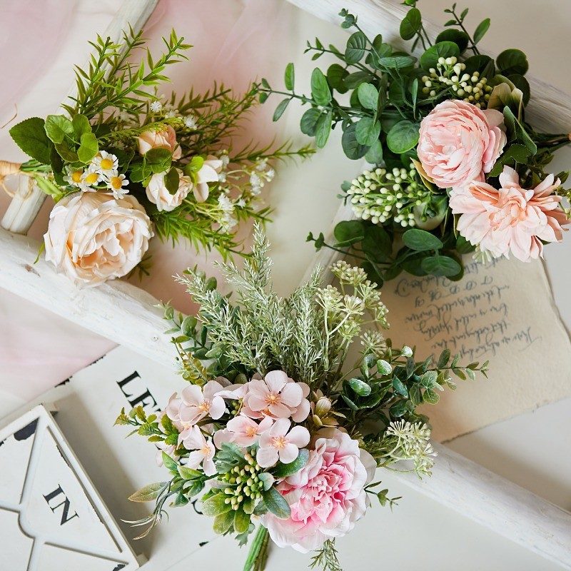 Simulated flower daisy bouquet bottle, hand tied flower table, bundle fake flowers, photography props, cross-border hot selling silk flowers