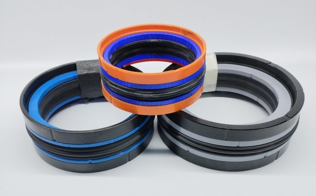 Black Hydraulic Cylinder Piston Seals Dual Action 80 Shore A Fiction Resistance