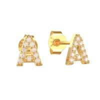 Buy cheap Fashion Sterling Silver A-z Alphabet Earrings 18k Gold Plated 925 Silver Letter product