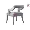 Buy cheap Hollowed Backrest Wood Restaurant Chairs Fully Upholstered In Gray Color Velvet from wholesalers