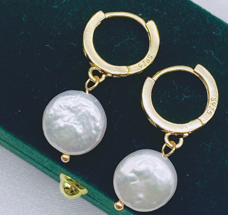 Korean Hoop Earrings For Women Handmade Sweet Baroque Pearl Circle Earring Jewelry Natural Baroque Pearl Earring