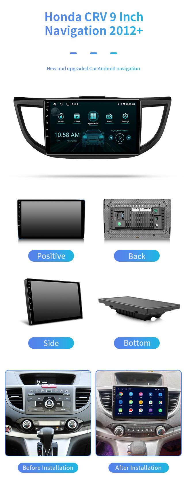 8-Core For Honda CRV 2012+ Wireless bluetooth Gps Bluetooth Car Navigation