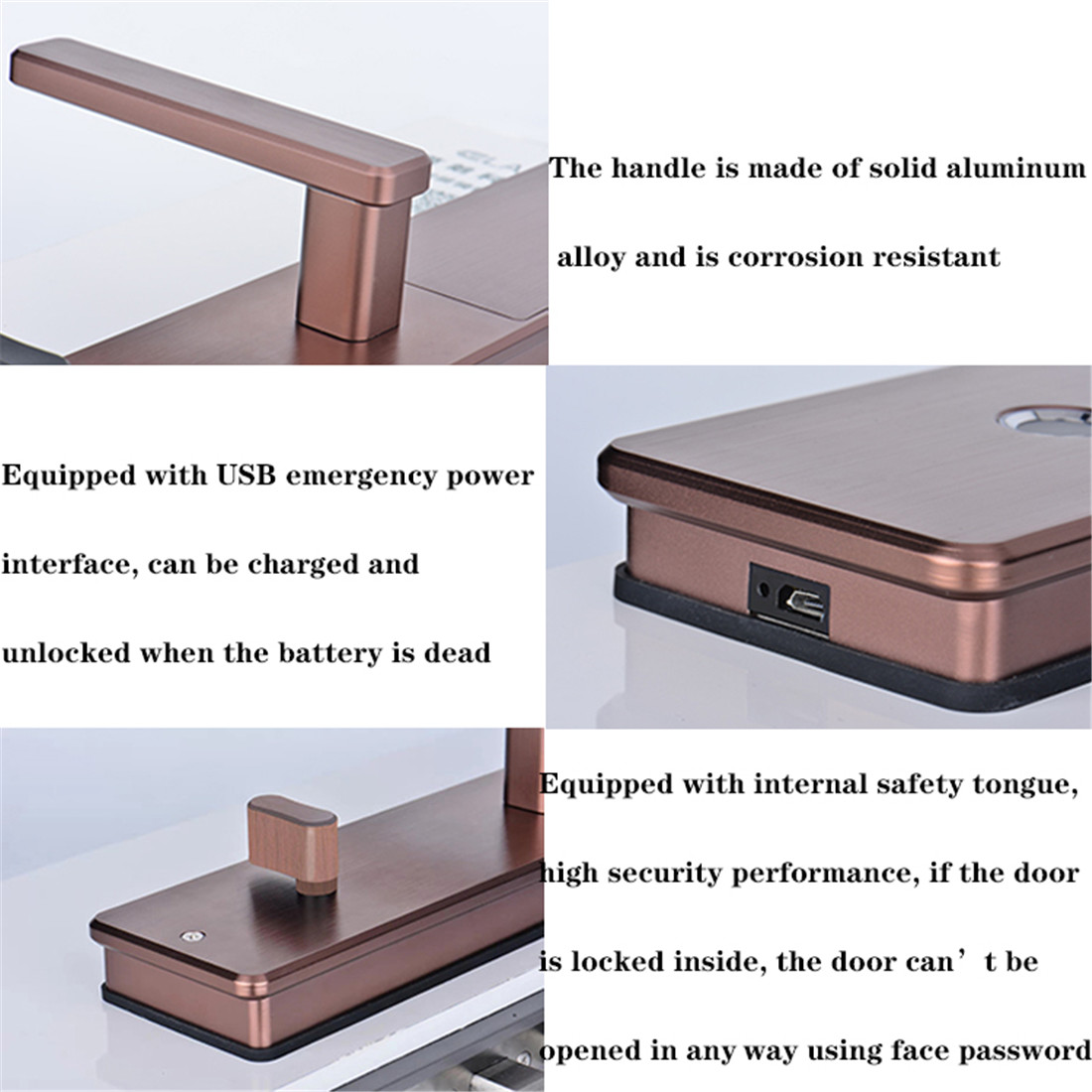 Aluminium Smart Face Recognition Cerradura Fingerprint Password Lock