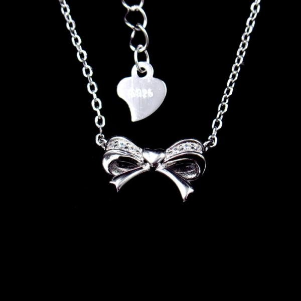 Buy cheap Anniversary / Wedding Jewelry Silver Necklace White Gold Bowknot Shape from wholesalers
