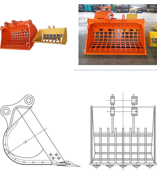 0.4 Cbm Excavator Skeleton Screening Bucket 450 Kgs For 3-20Ton