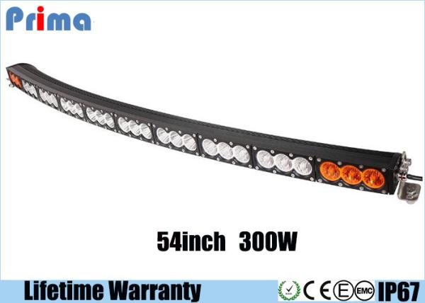 Buy cheap IP67 300w Amber White Curved Light Bar / 27000lm 54 Inch Single Row LED Light Bar from wholesalers