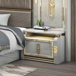 Complete Modern Leather Wooden King Size Bed 5 Pieces Sets Double Master Room