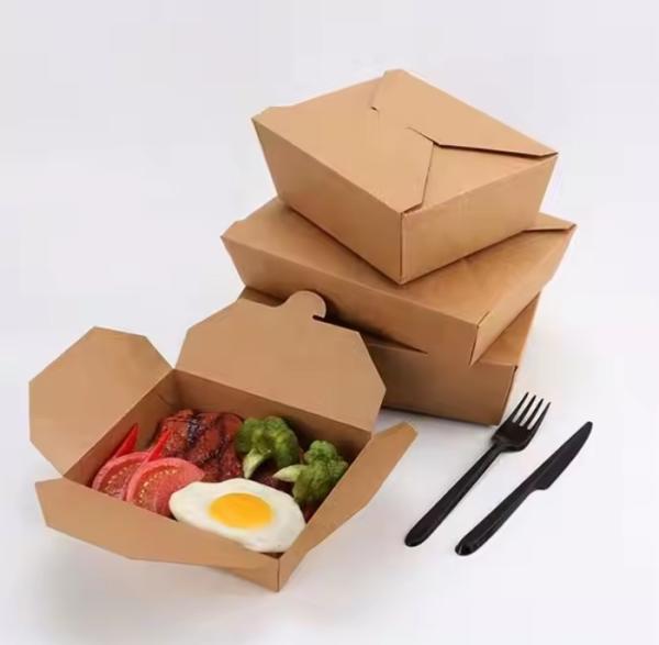 Buy cheap Bioegradable Kraft Paper Food Container Lunch Meal Box Kraft Paper Box from wholesalers