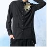 Buy cheap Embroidery Mens Fashion Casual Shirts Long Sleeve 100% Cotton Black Color from wholesalers