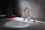 Deck Mounted Gold Widespread Bathroom Faucet 3 Hole 2 Handle Solid Brass